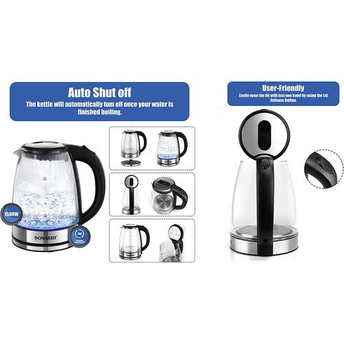Sonashi Bouilloire En Verre De 1,8 Litre SKT-1809