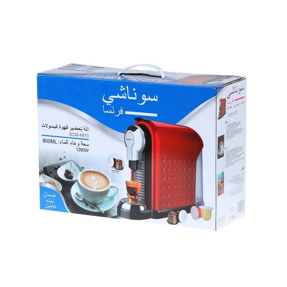 Machine À Café Expresso Multifonction 800ML 1260W Rouge SONASHI SCM-4970
