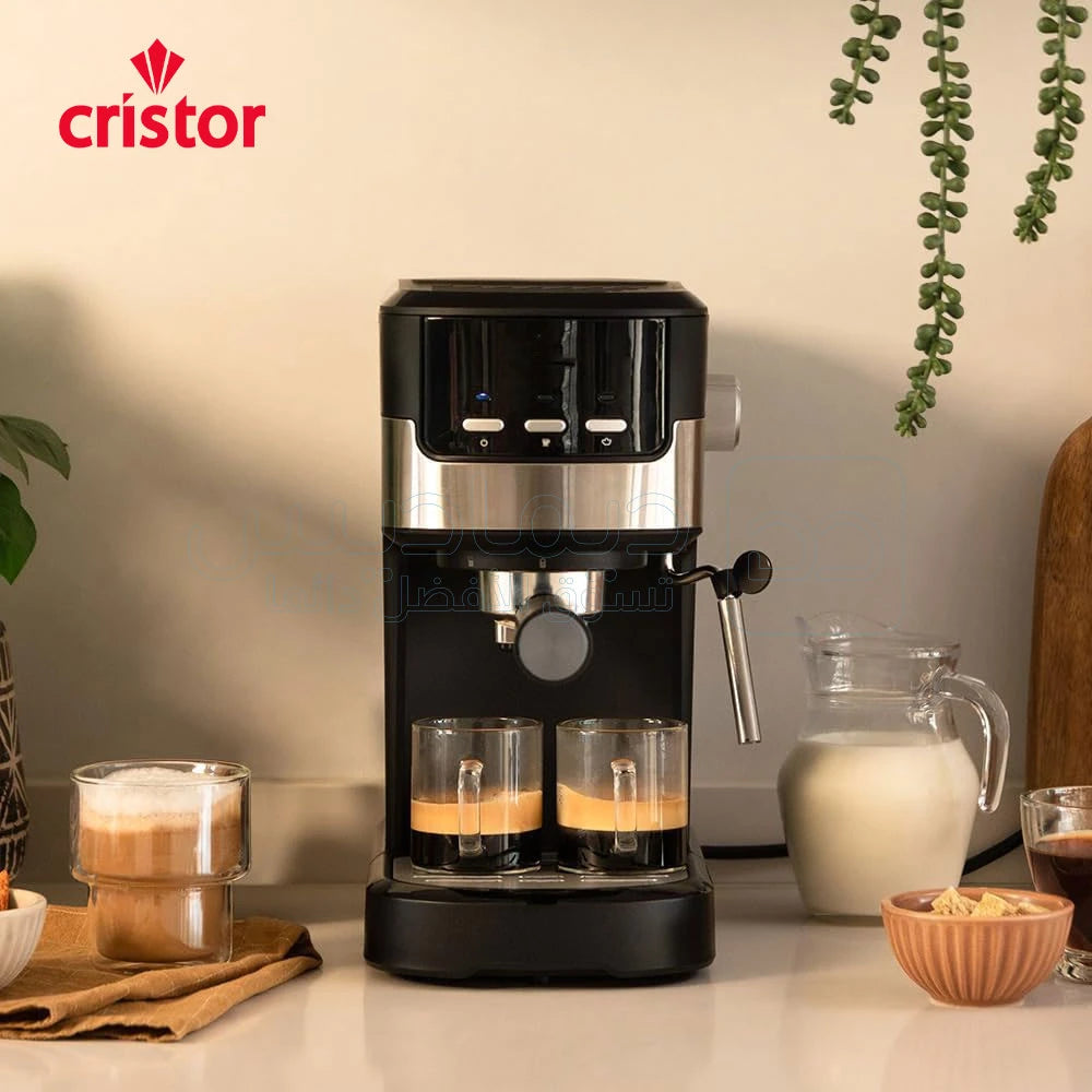 Machine à Café CRISTOR 2 Bras (Capsule/Poudre) + Cappuccino 20 Bars 1100W CMD110NS {YSM}