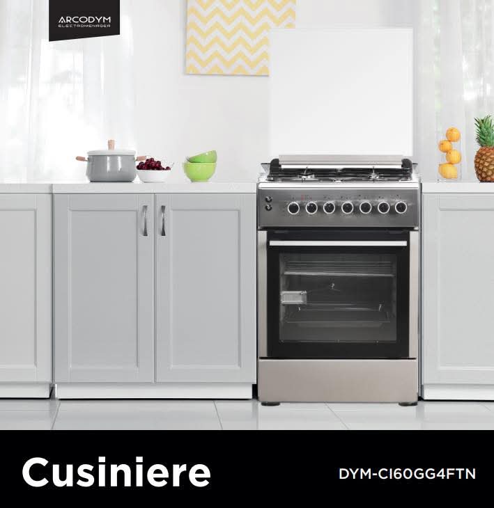 Cuisinière ARCODYM KUMTEL 60 CM 4 FEUX VINT INOX CI60GG4FTN