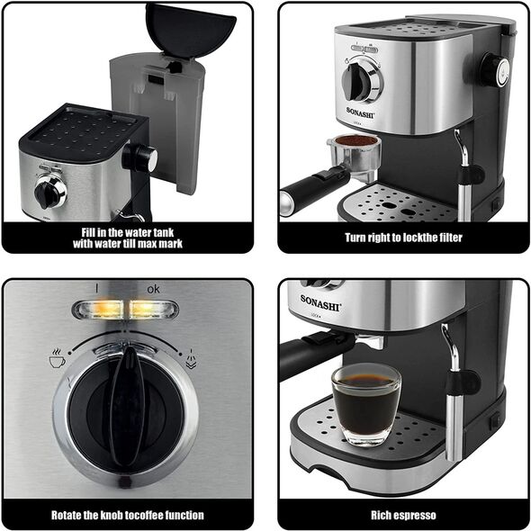 Machine à café SONASHI | SCM-4963 | 850 W | 15 Bar [YSM]